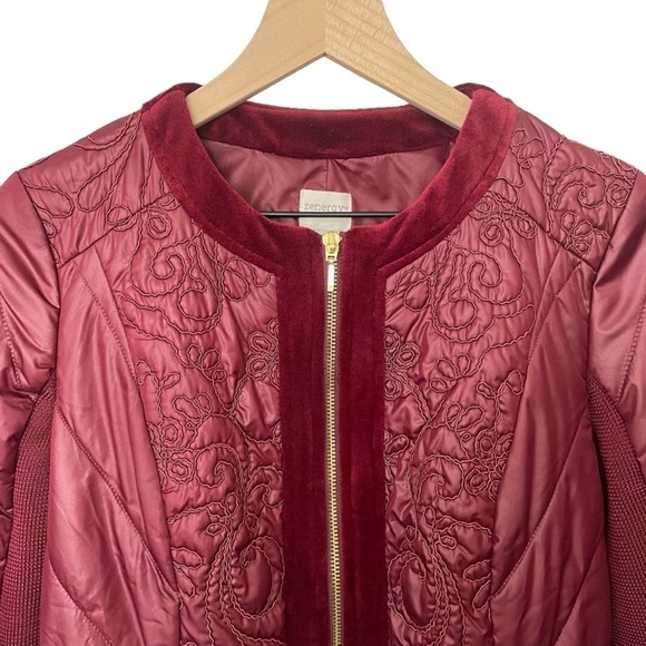 Chico's Zenergy Velvet Trim Jacket Size 0 Long Sleeve Zipper Front Open Front - Picture 4 of 11